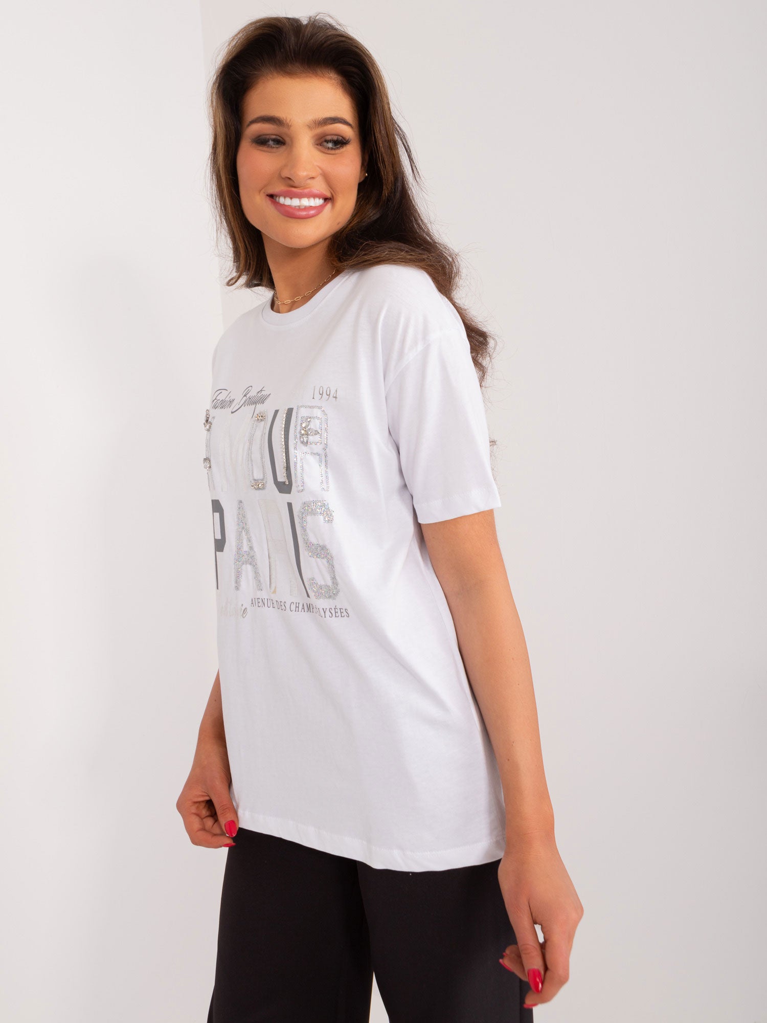 Biały bawełniany t-shirt z nadrukiem