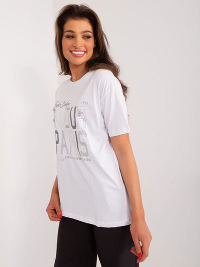 Biały bawełniany t-shirt z nadrukiem