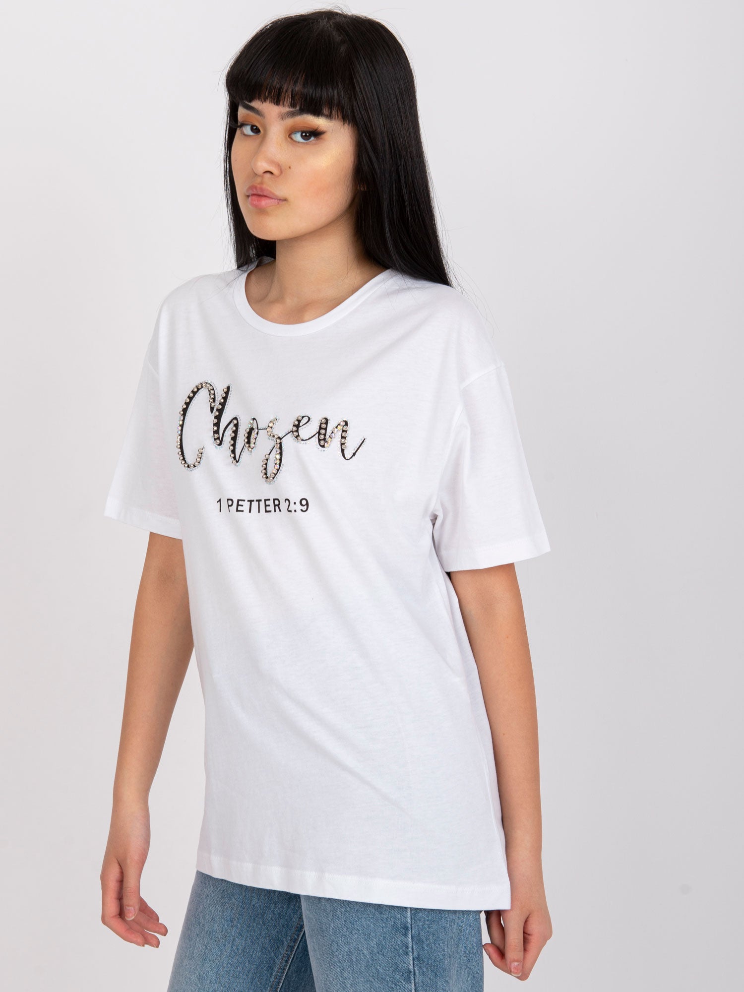 Biały damski t-shirt bawełniany