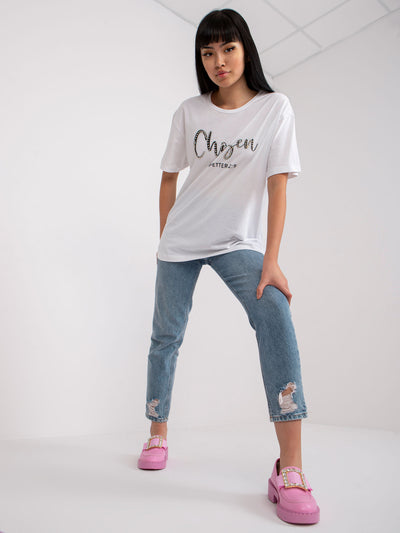 Biały damski t-shirt bawełniany