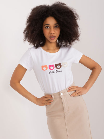 BASIC FEEL GOOD Biały damski t-shirt z misiami