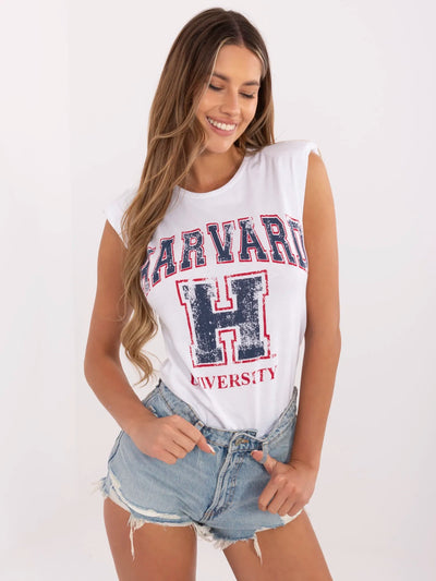 Biały damski t-shirt z napisem Harvard