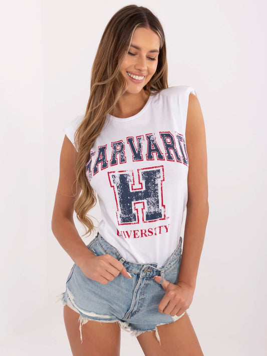 Biały damski t-shirt z napisem Harvard