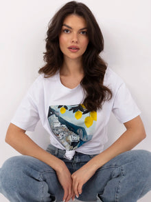 Biały bawełniany t-shirt z nadrukiem