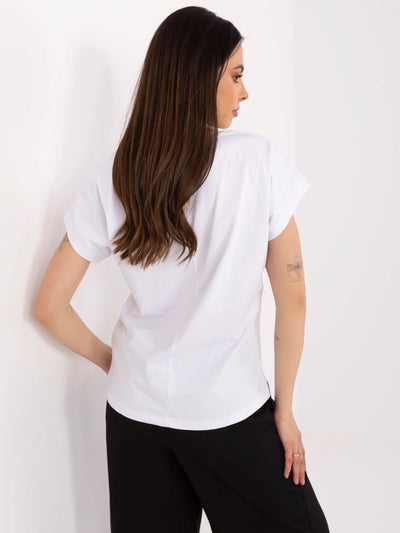 Biały bawełniany i t-shirt z nadrukiem