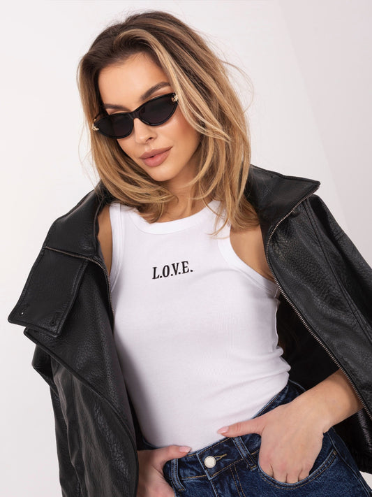 SUBLEVEL Biały damski tank top w prążek