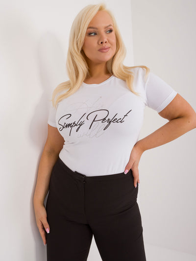 Biały bawełniany t-shirt plus size z dżetami