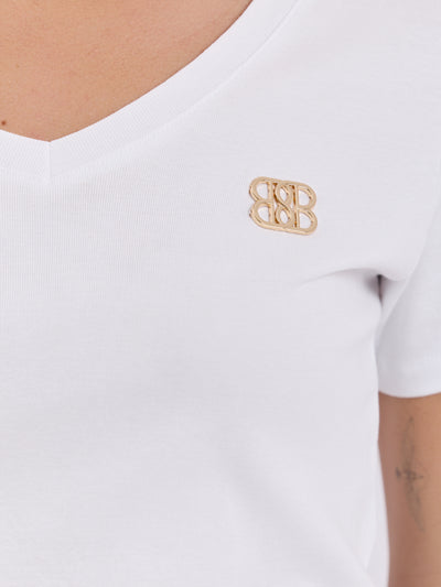 Biały dopasowany t-shirt z bawełny