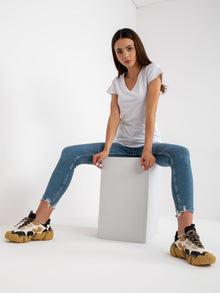 Biały gładki t-shirt basic z bawełny