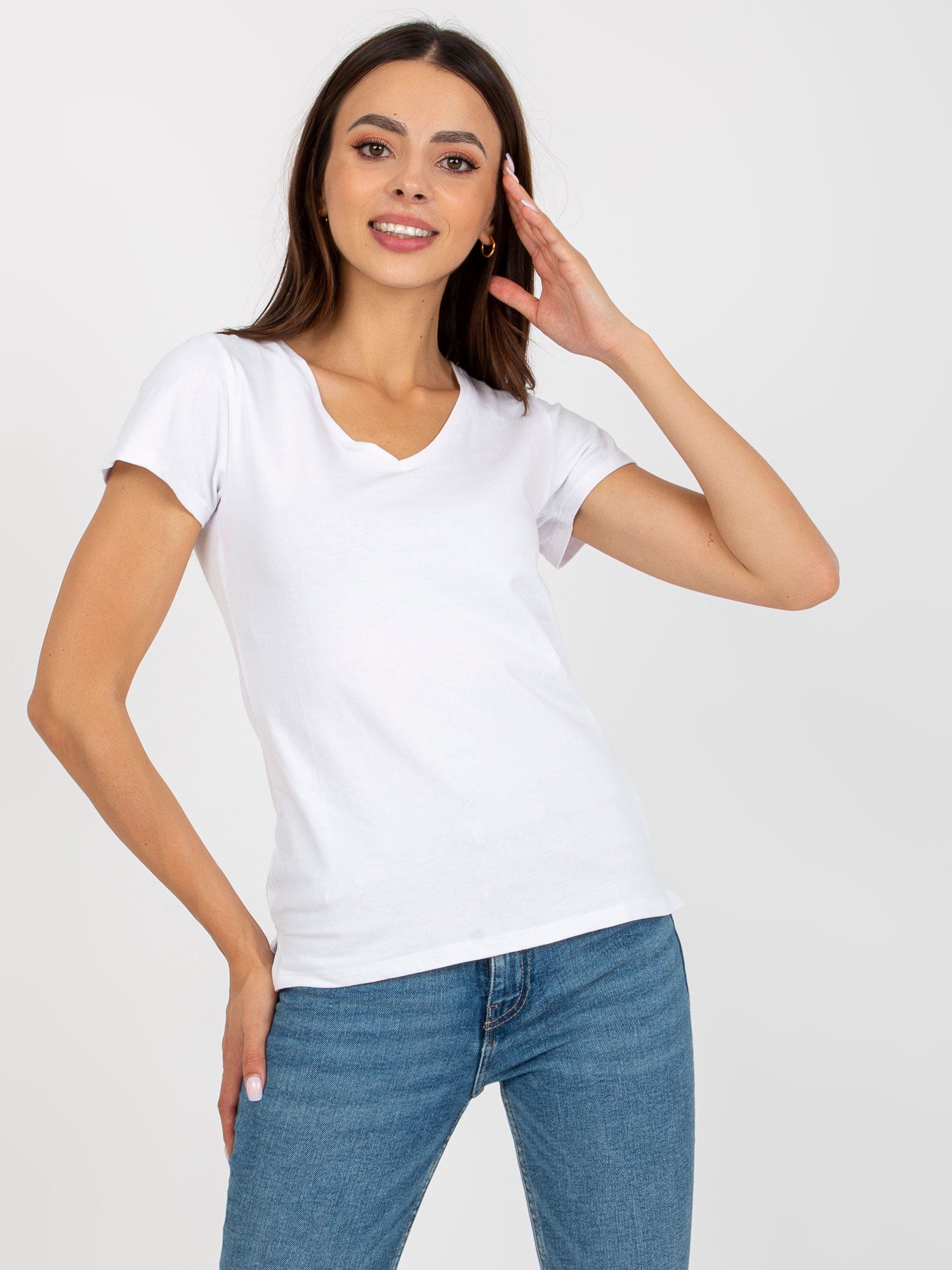 Biały gładki t-shirt basic z bawełny