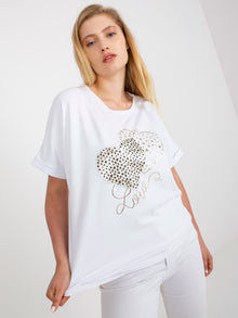 Biały lużny t-shirt plus size z bawełny