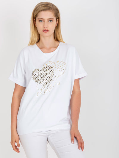 Biały lużny t-shirt plus size z bawełny