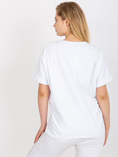 Biały lużny t-shirt plus size z bawełny