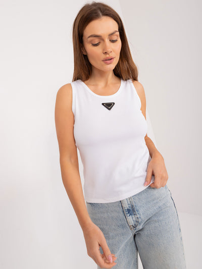 Biały damski top w prążek