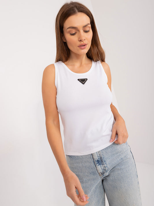 Biały damski top w prążek