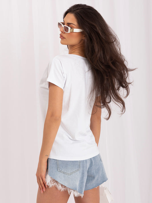 Bawełniany t-shirt V-neck biały