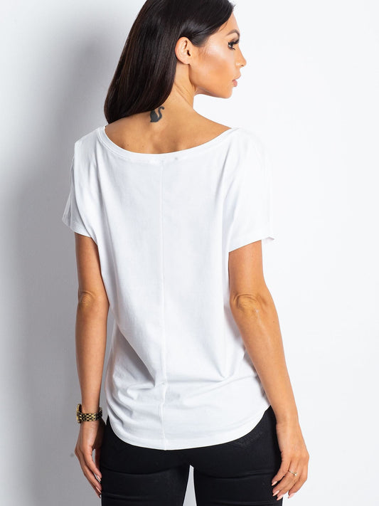 Bawełniany t-shirt V-neck biały