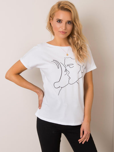 RUE PARIS Biały t-shirt damski z nadrukiem