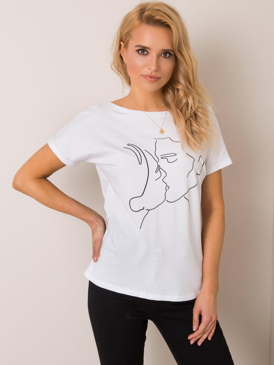 RUE PARIS Biały t-shirt damski z nadrukiem