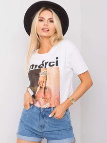 Biały t-shirt damski z aplikacjami
