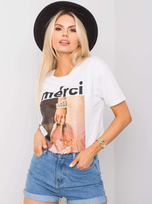 Biały t-shirt damski z aplikacjami