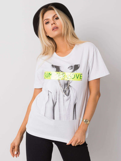 Biały t-shirt z bawełny z aplikacjami
