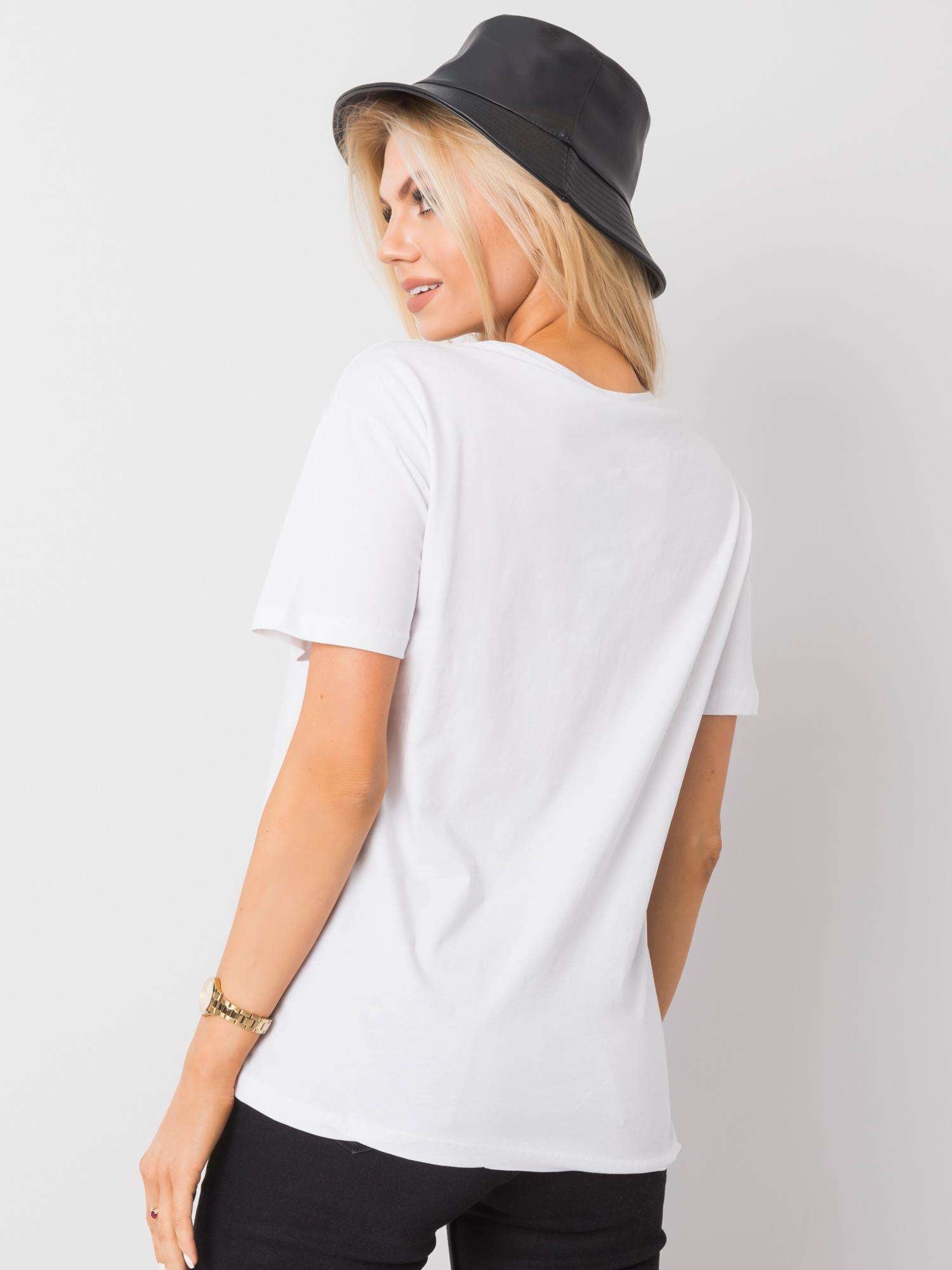 Biały t-shirt z bawełny z aplikacjami