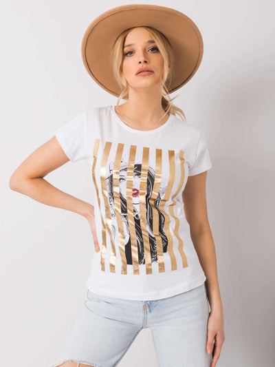 Biały t-shirt z aplikacją