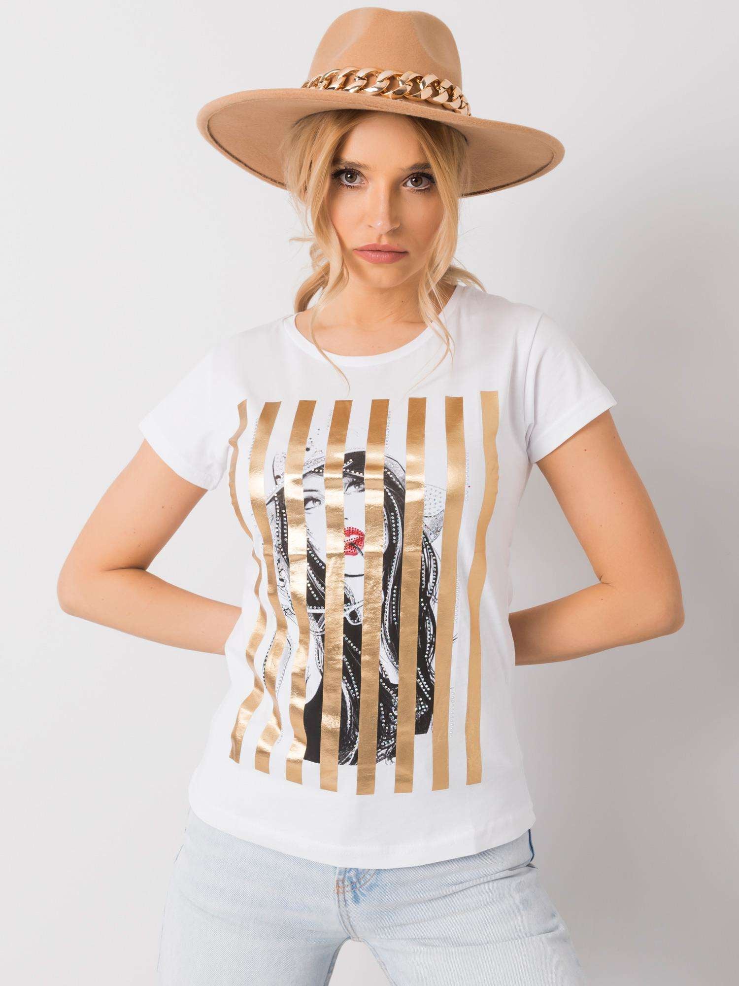 Biały t-shirt z aplikacją