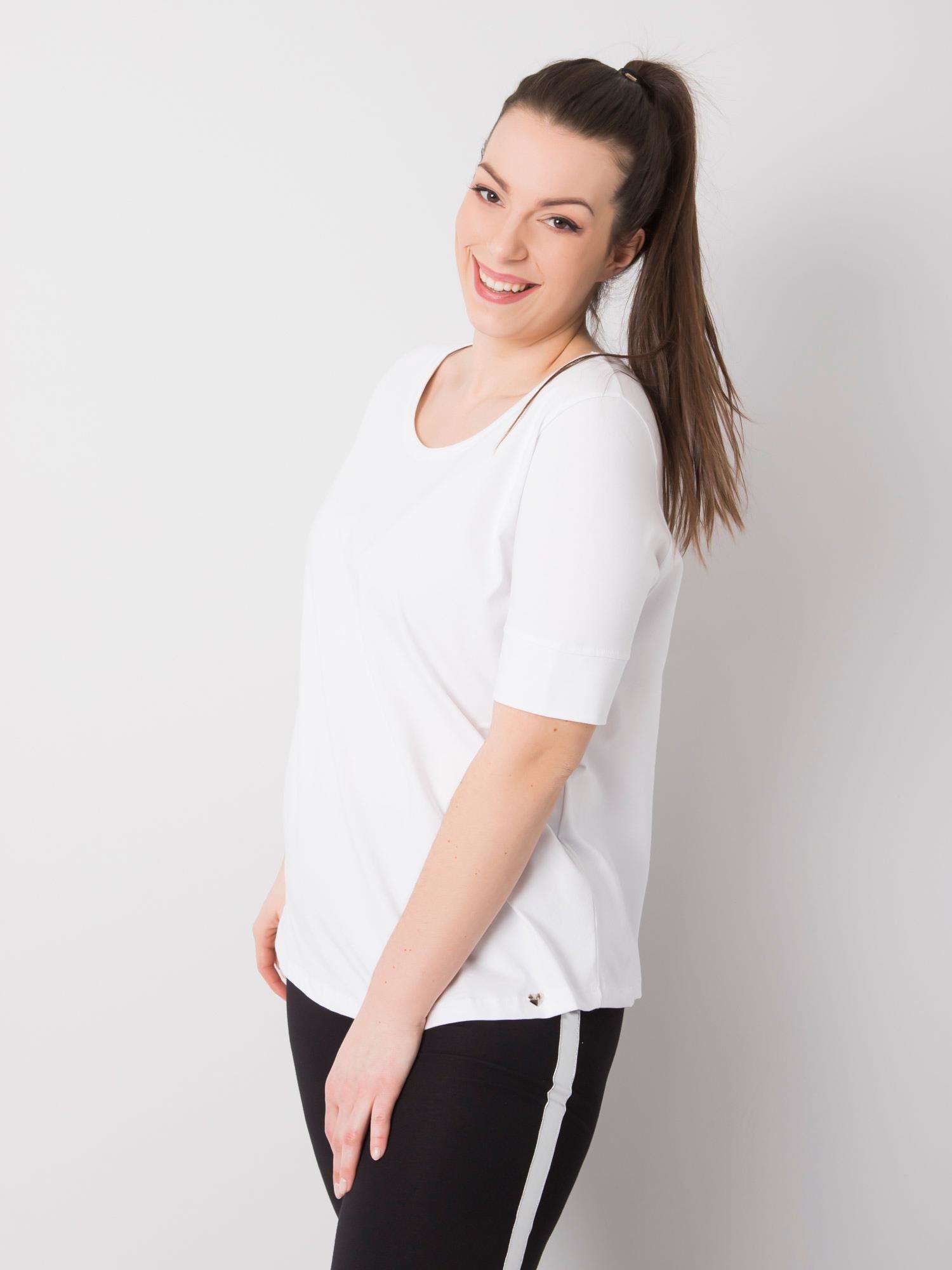 Biały bawełniany t-shirt damski plus size