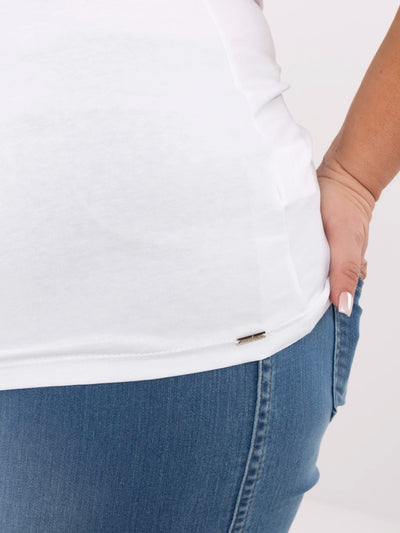 Biały dopasowany t-shirt plus size z bawełny
