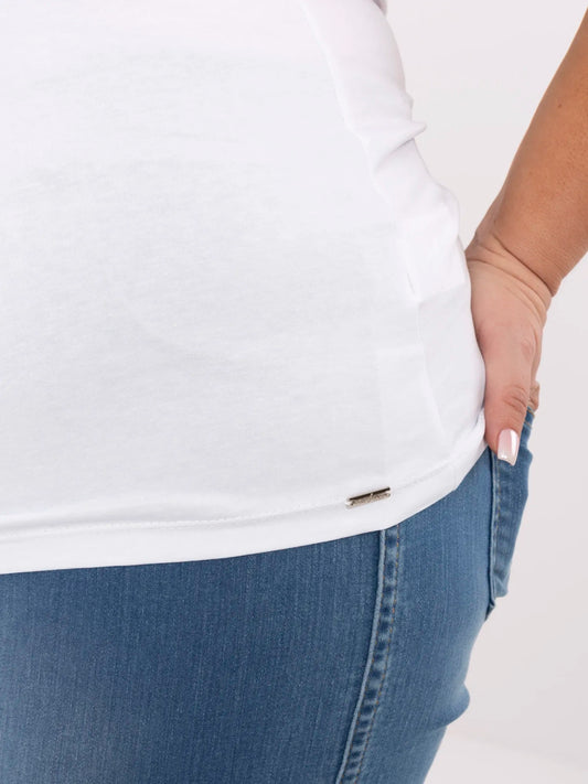 Biały dopasowany t-shirt plus size z bawełny