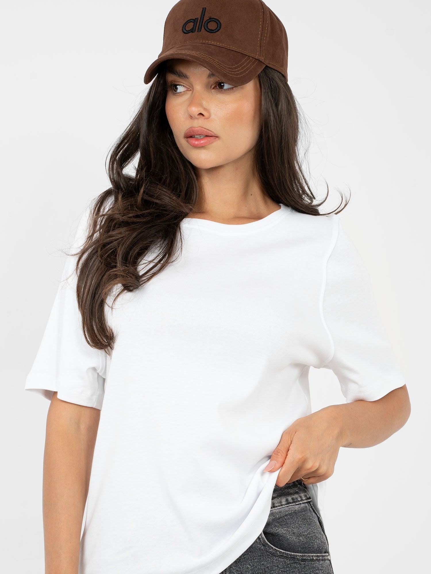 RUE PARIS  Biały bawełniany t-shirt basic
