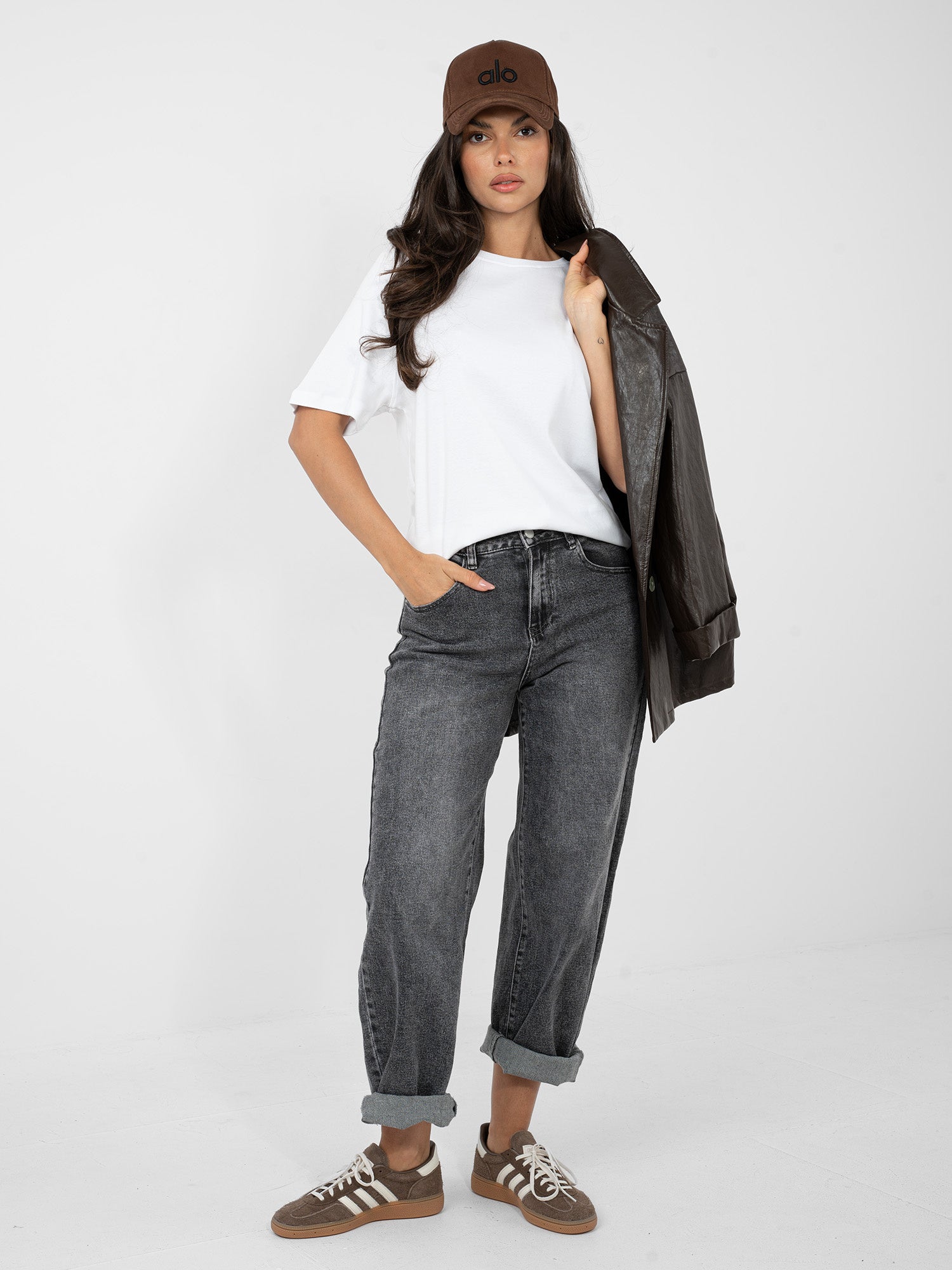 RUE PARIS  Biały bawełniany t-shirt basic