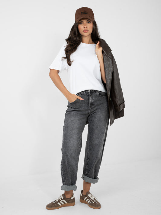 RUE PARIS  Biały bawełniany t-shirt basic