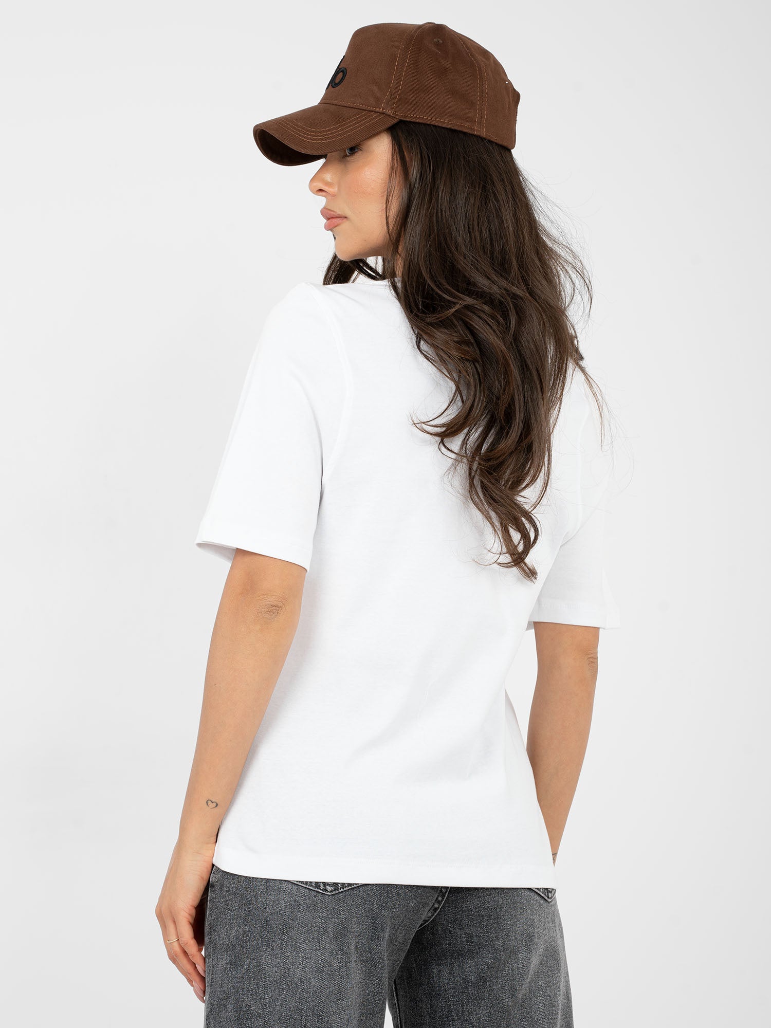 RUE PARIS  Biały bawełniany t-shirt basic