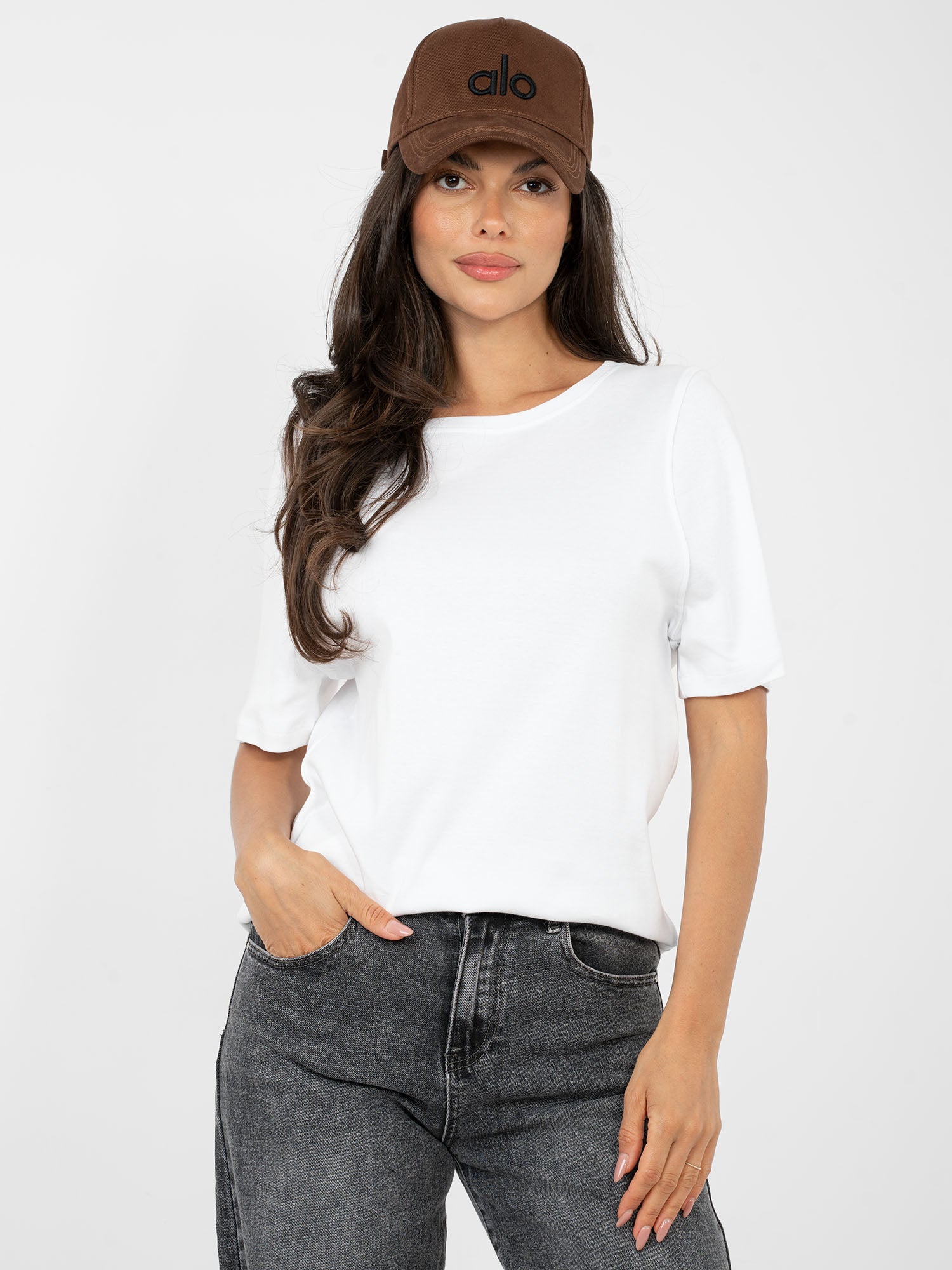 RUE PARIS  Biały bawełniany t-shirt basic