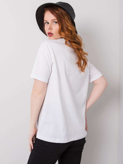 Biały t-shirt bawełniany z nadrukiem