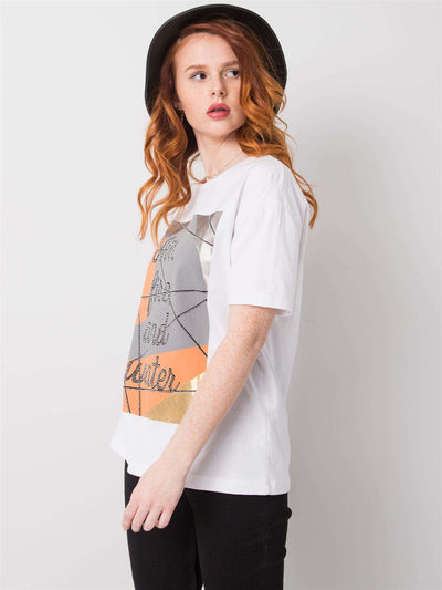 Biały t-shirt bawełniany z nadrukiem
