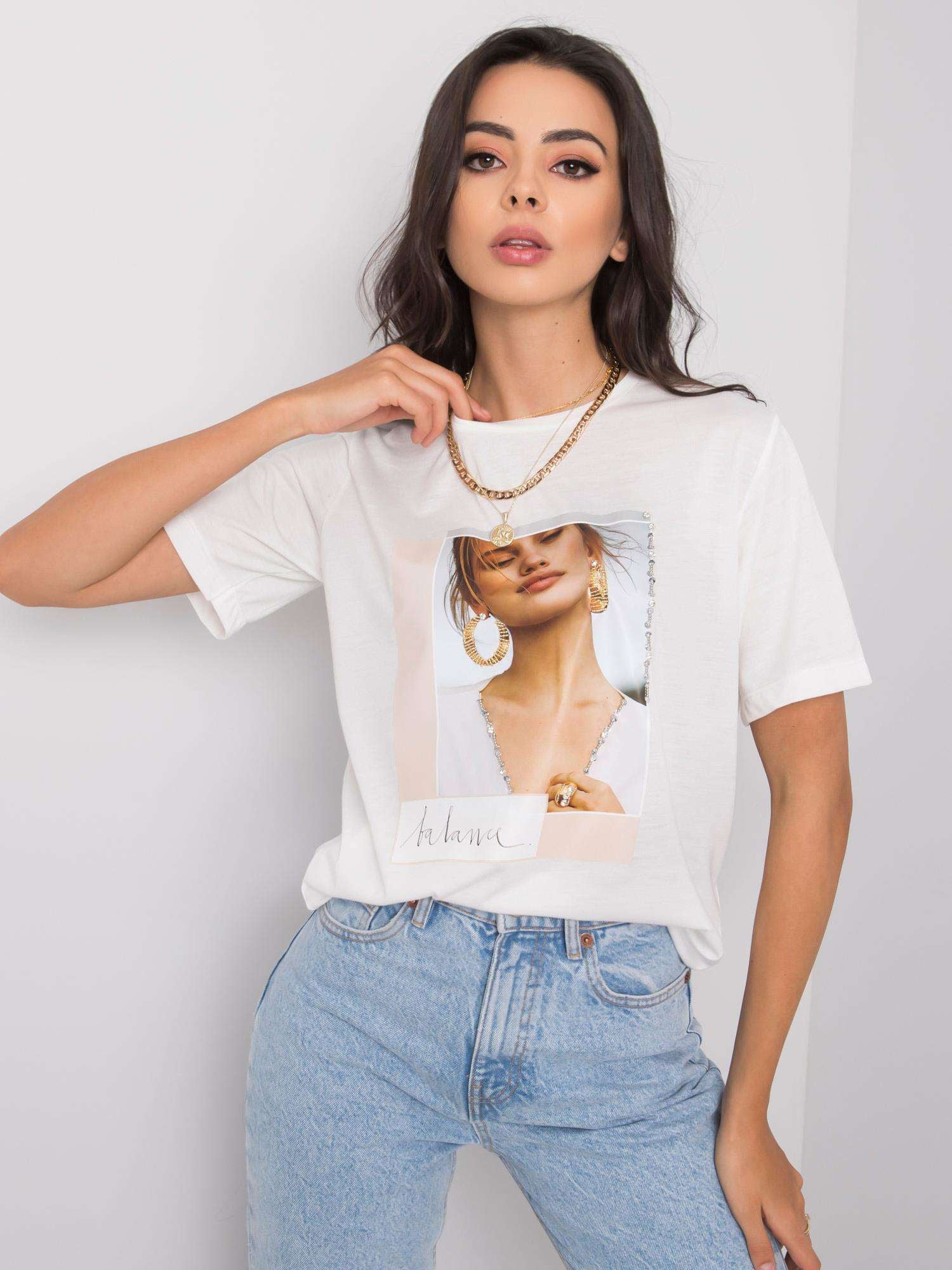Biały t-shirt damski z printem