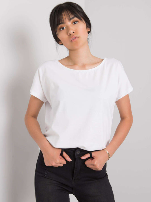 Biały jednokolorowy t-shirt damski