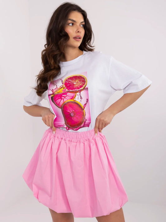 Biały bawełniany t-shirt z nadrukiem cytryn