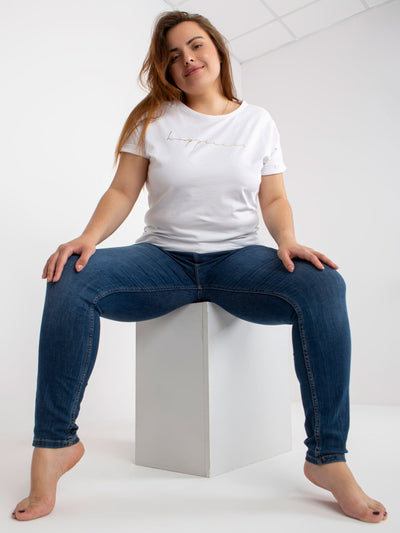 Biały t-shirt plus size z napisem