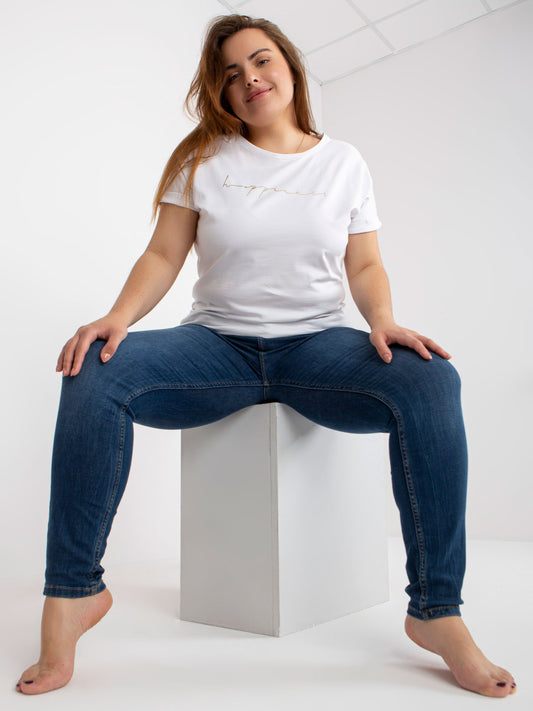 Biały t-shirt plus size z napisem