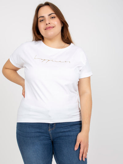 Biały t-shirt plus size z napisem