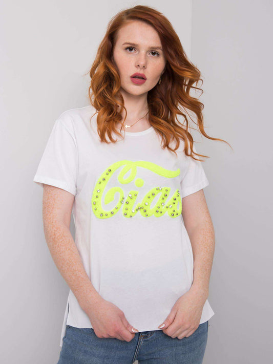 Biały damski t-shirt z aplikacją