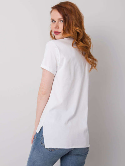 Biały damski t-shirt z aplikacją