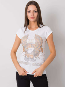 Biały t-shirt damski z aplikacją