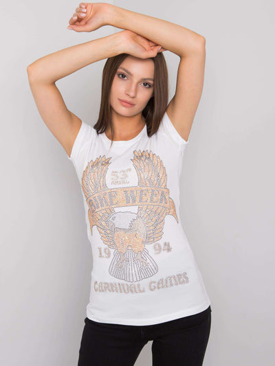Biały t-shirt damski z aplikacją