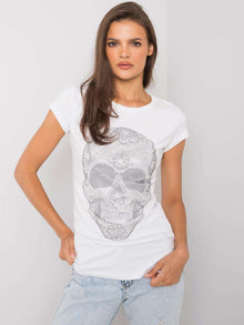 Biały t-shirt damski z czaszką